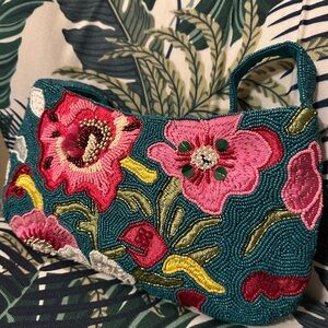 Floral Embroidered Beaded Women's Bag